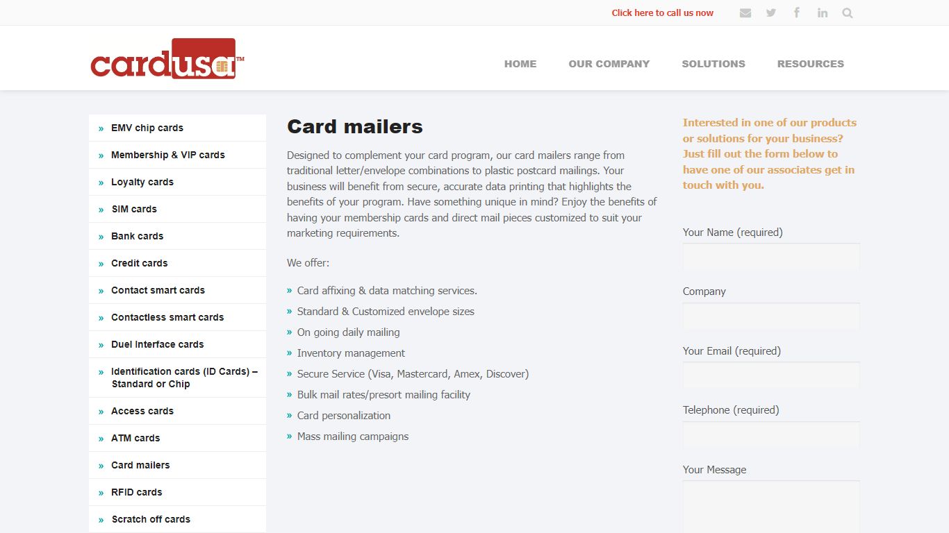 Card mailers | Card USA, Inc. – Card Manufacturing & Card Technology ...